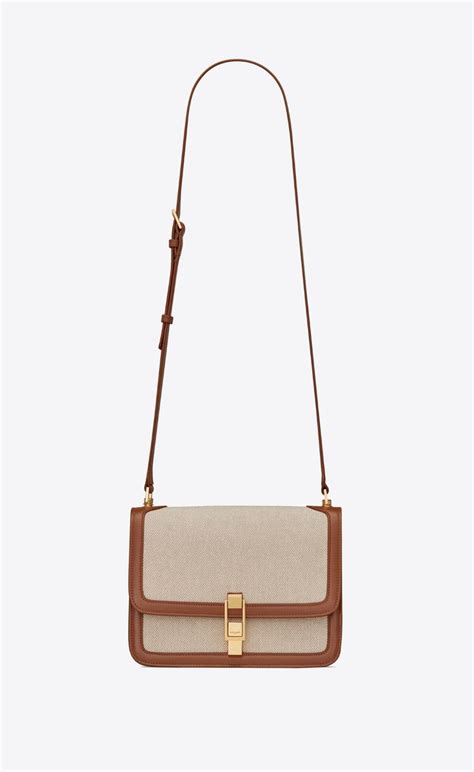 YSL SAINT LAURENT CARRE Satchel in Canvas & Smooth 